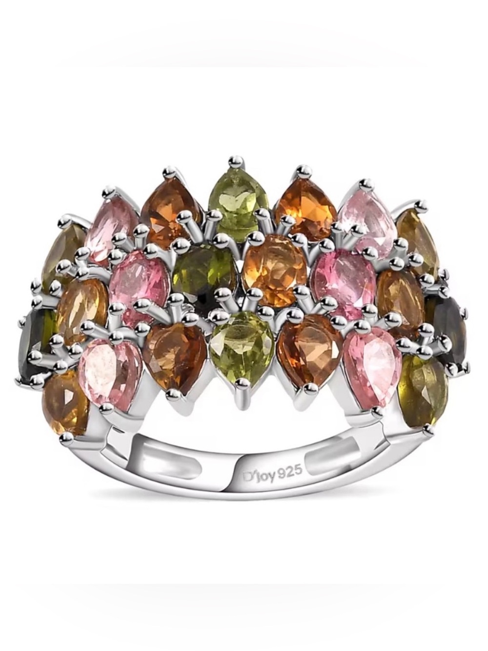 🚨BEST VALUE🚨Multi-Tourmaline Bouquet Ring in Platinum / Sterling Silver 3.60ctw